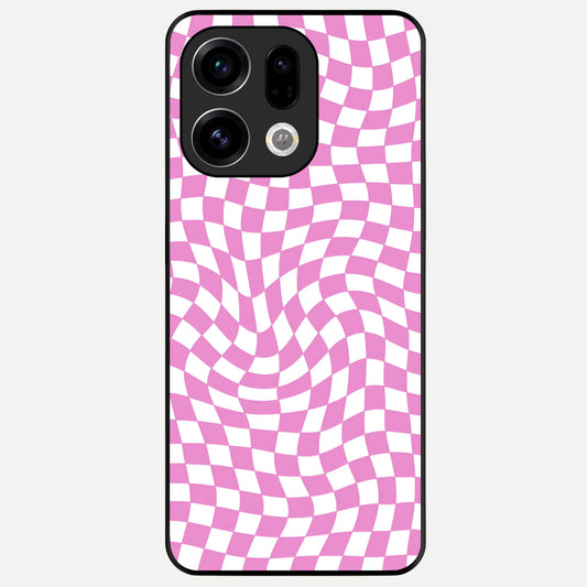  Bubblegum Check Wave Glass Case For Oppo Find X9 back cover – full design glossy printed glass finish