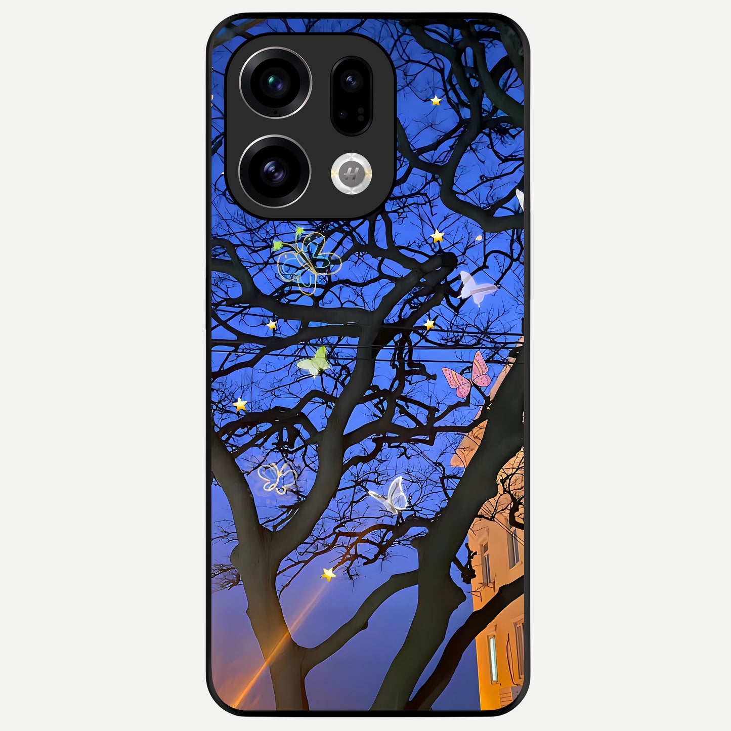  Butterfly Night Magic Glass Case For Oppo Find X9 back cover – full design glossy printed glass finish