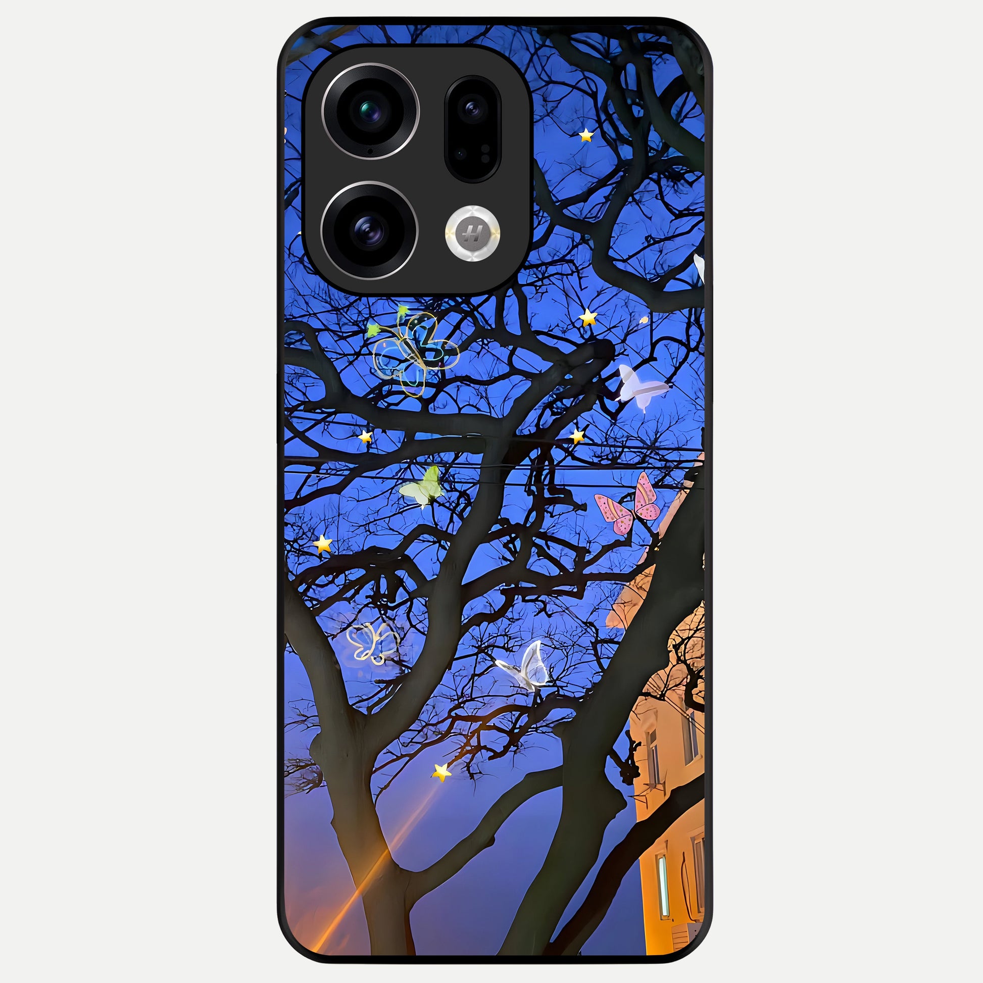 Butterfly Night Magic Glass Case For Oppo Find X9 back cover – full design glossy printed glass finish