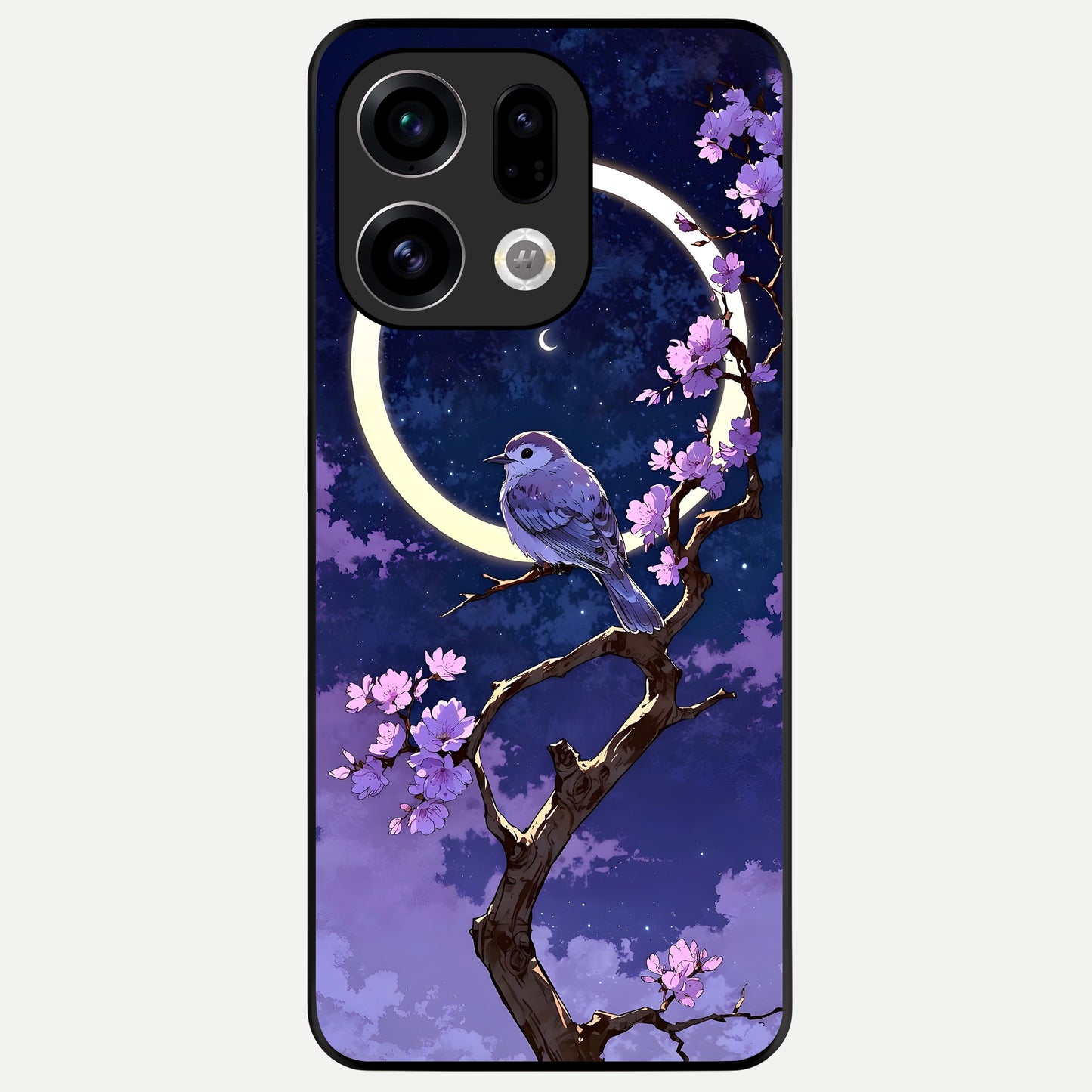  Celestial Bird Blossom Glass Case For Oppo Find X9 back cover – full design glossy printed glass finish