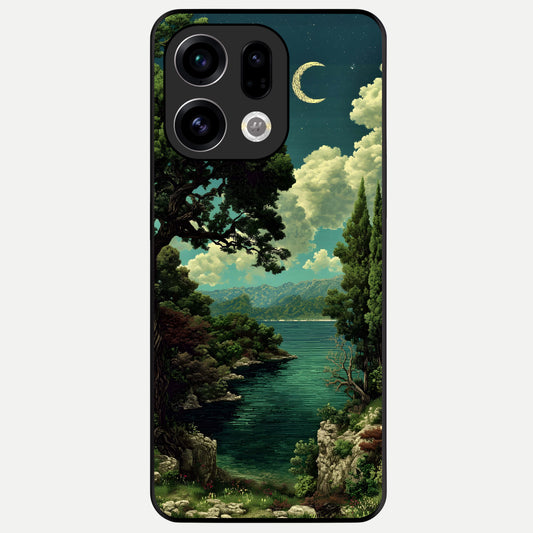  Celestial Lake Peace Glass Case For Oppo Find X9 back cover – full design glossy printed glass finish