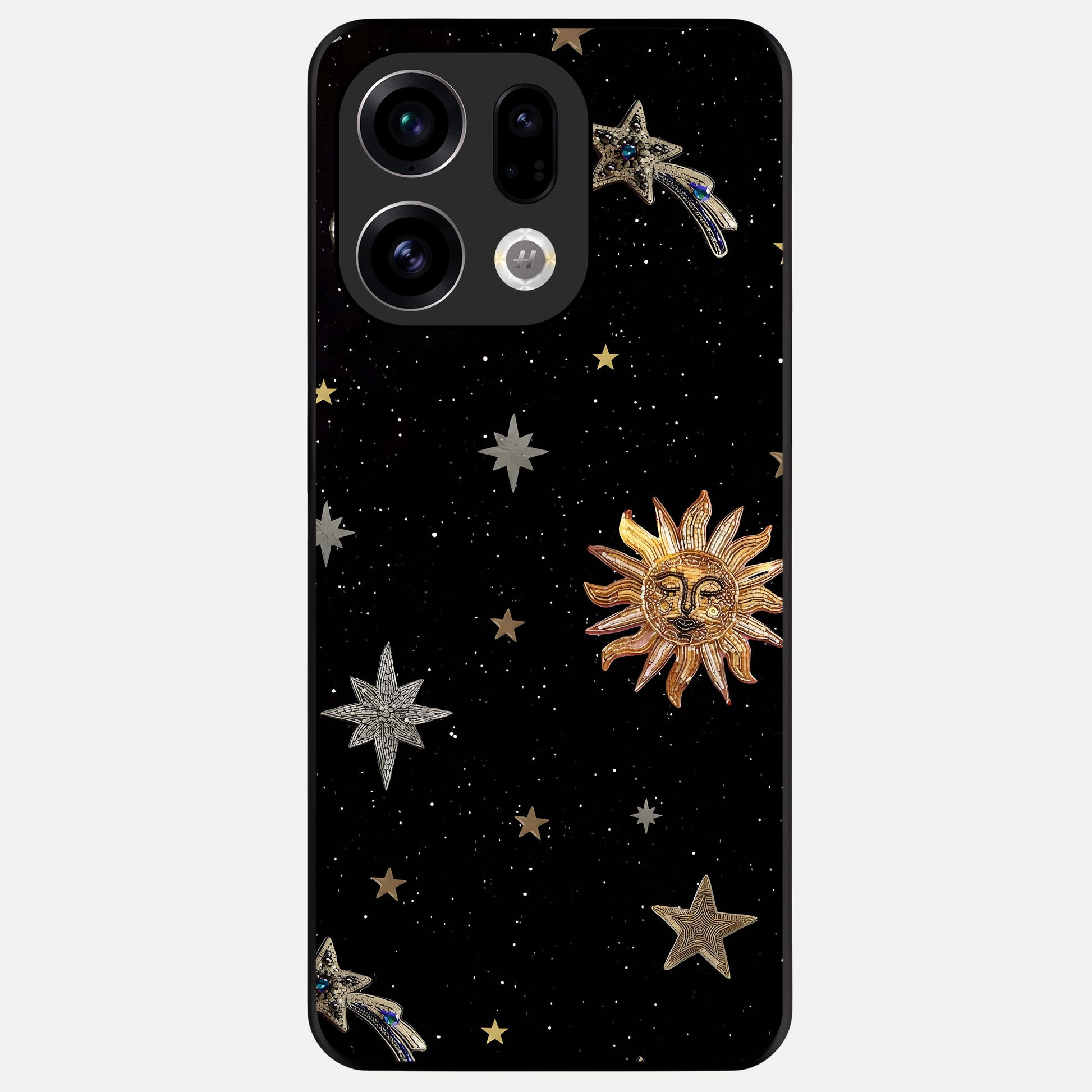  Celestial Moon With Stars Glass Case For Oppo Find X9 back cover – full design glossy printed glass finish