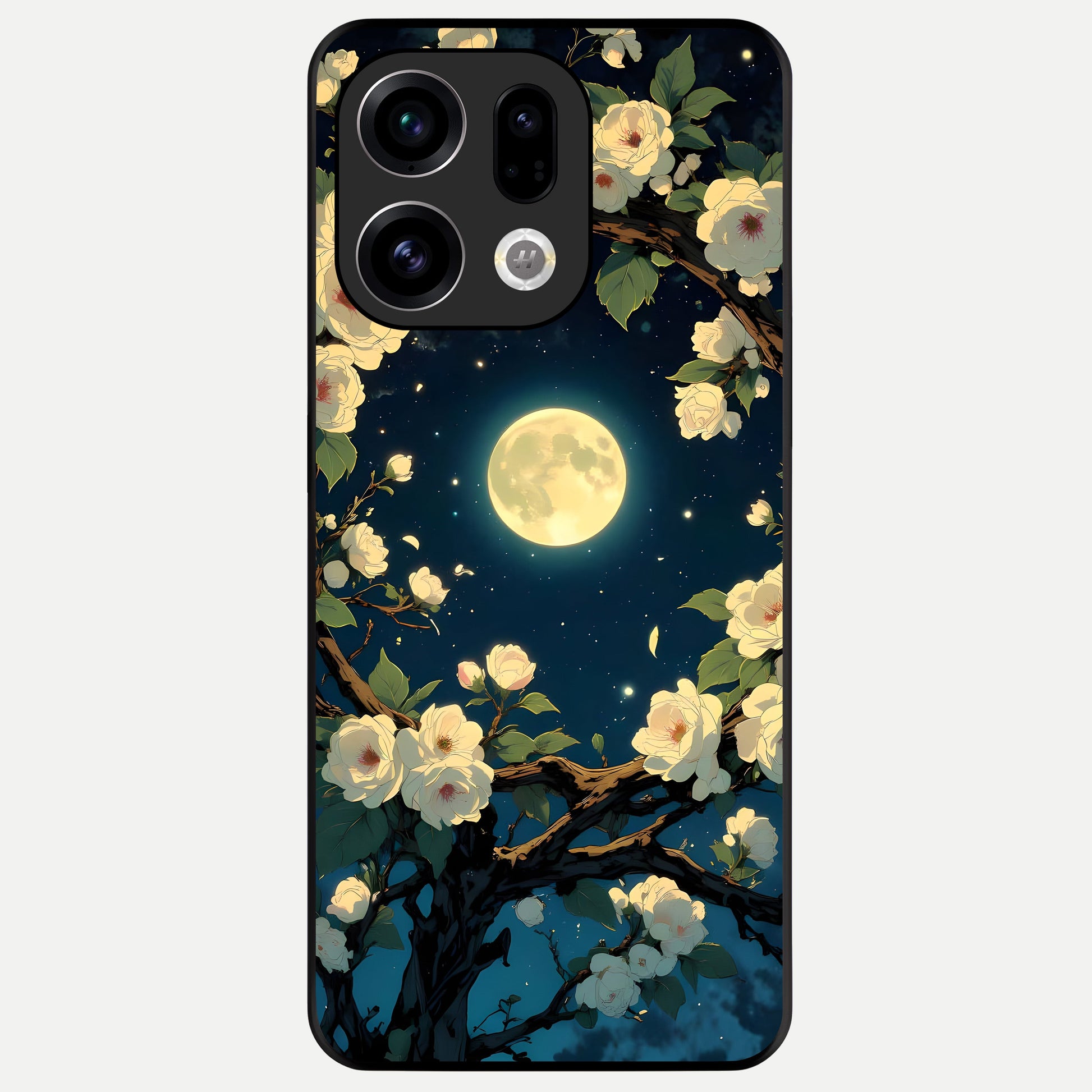  Celestial Moon And Flower Glass Case For Oppo Find X9 back cover – full design glossy printed glass finish