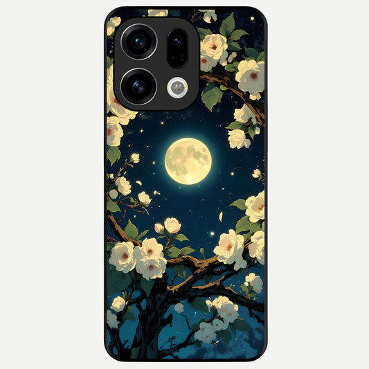  Celestial Moon And Flower Glass Case For Oppo Find X9 back cover – full design glossy printed glass finish