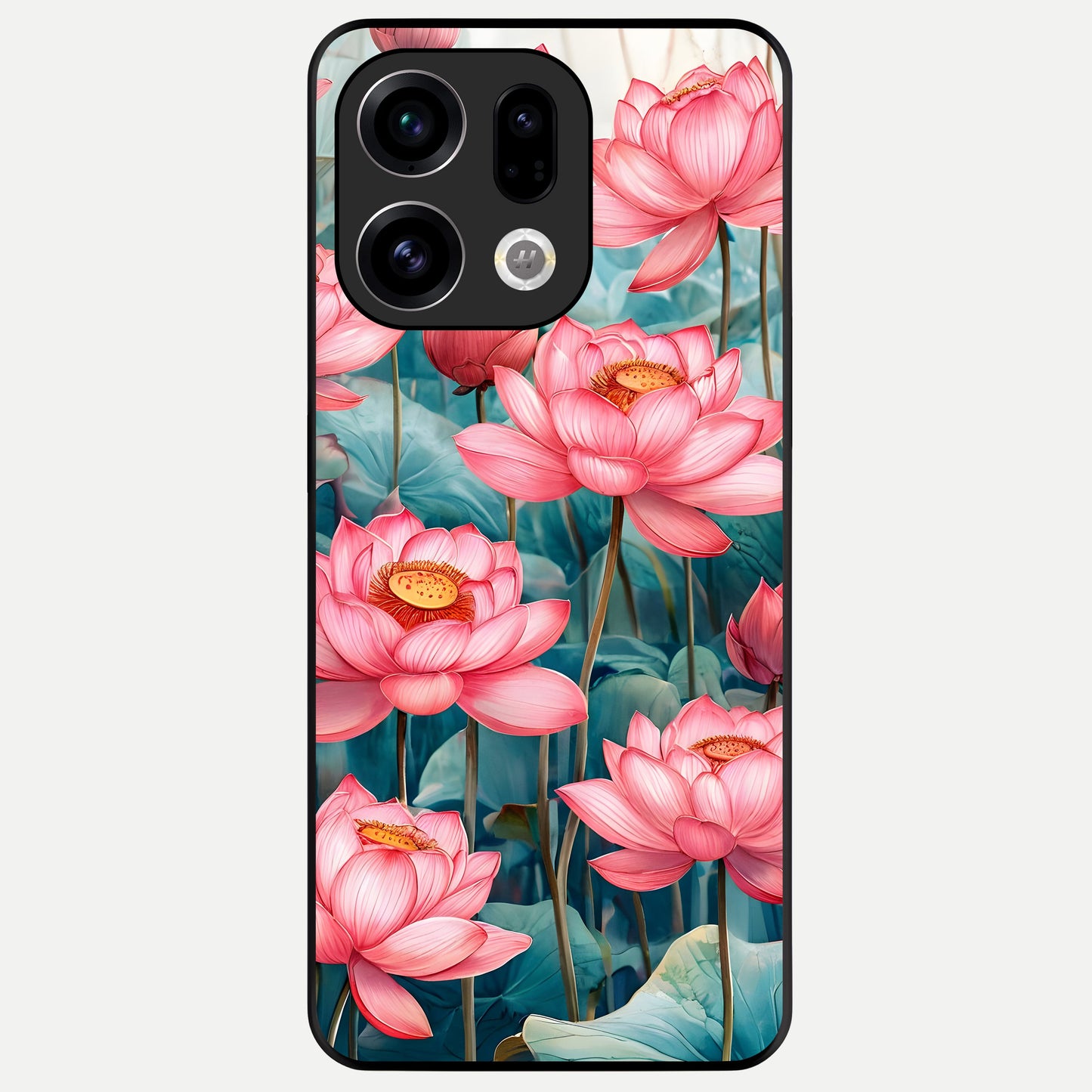  Celestial Pink Lotus Glass Case For Oppo Find X9 back cover – full design glossy printed glass finish