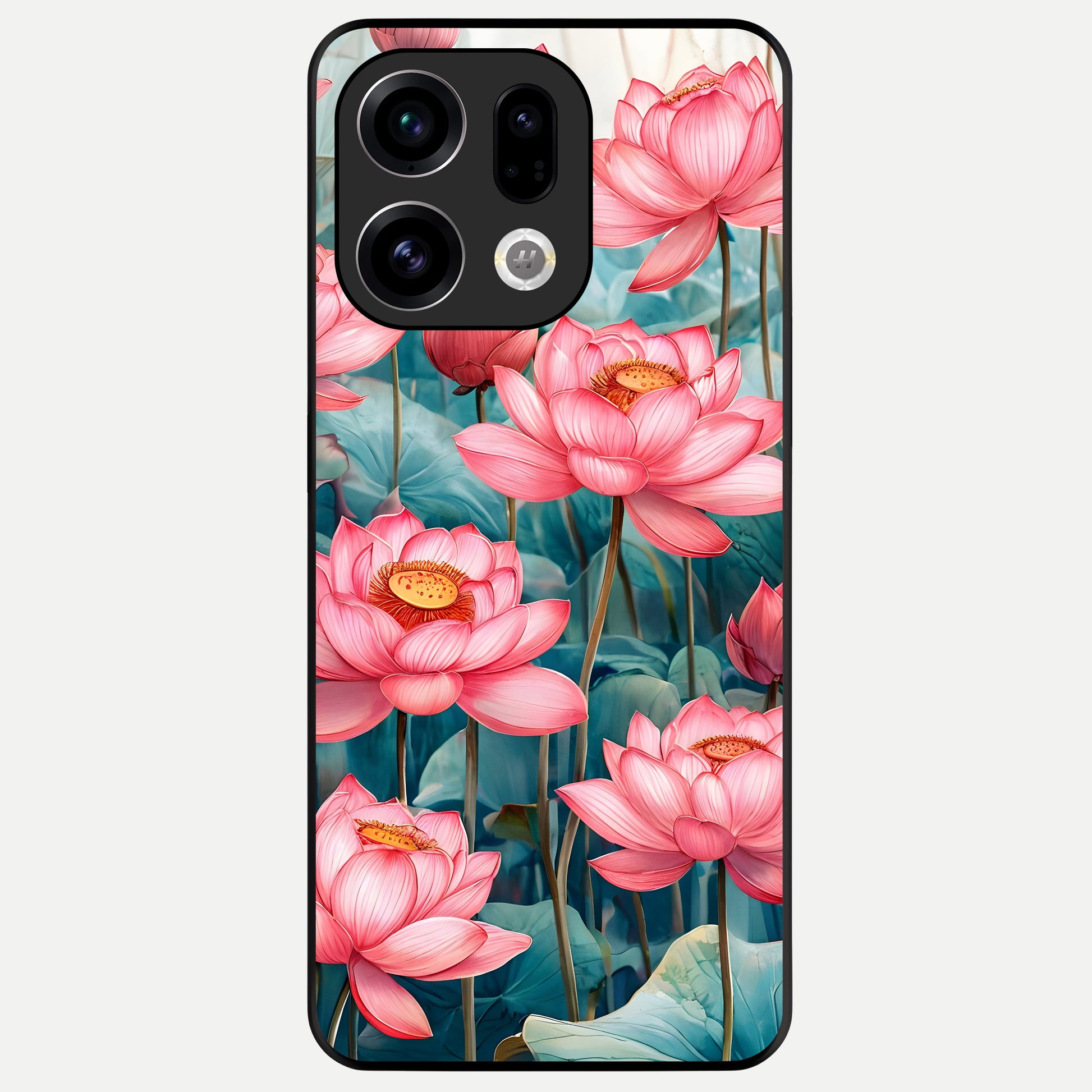  Celestial Pink Lotus Glass Case For Oppo Find X9 back cover – full design glossy printed glass finish