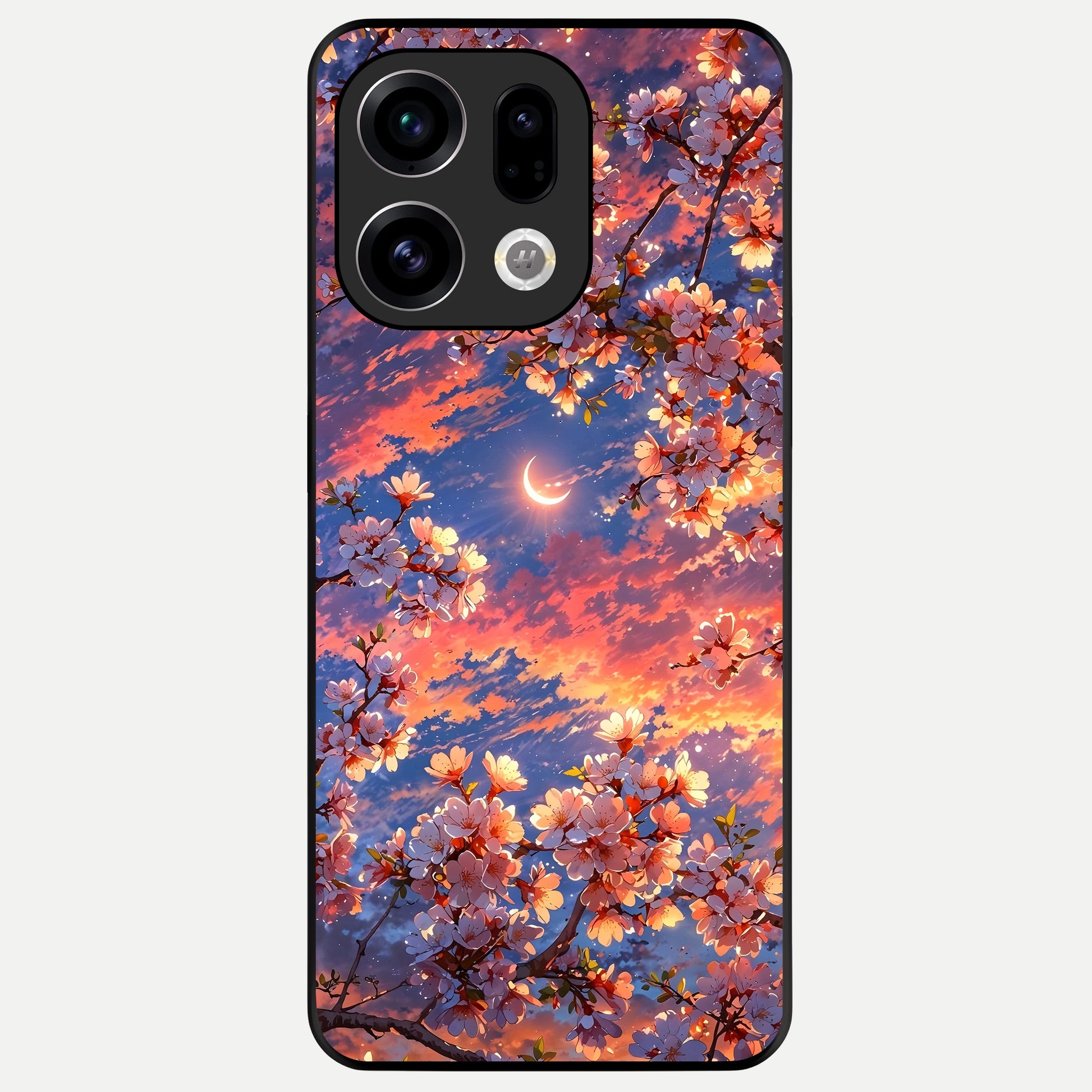  Celestial Sakura Sunset Glass Case For Oppo Find X9 back cover – full design glossy printed glass finish