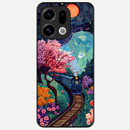  Celestial Train Journey Glass Case For Oppo Find X9 back cover – full design glossy printed glass finish