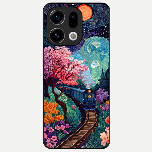  Celestial Train Journey Glass Case For Oppo Find X9 back cover – full design glossy printed glass finish