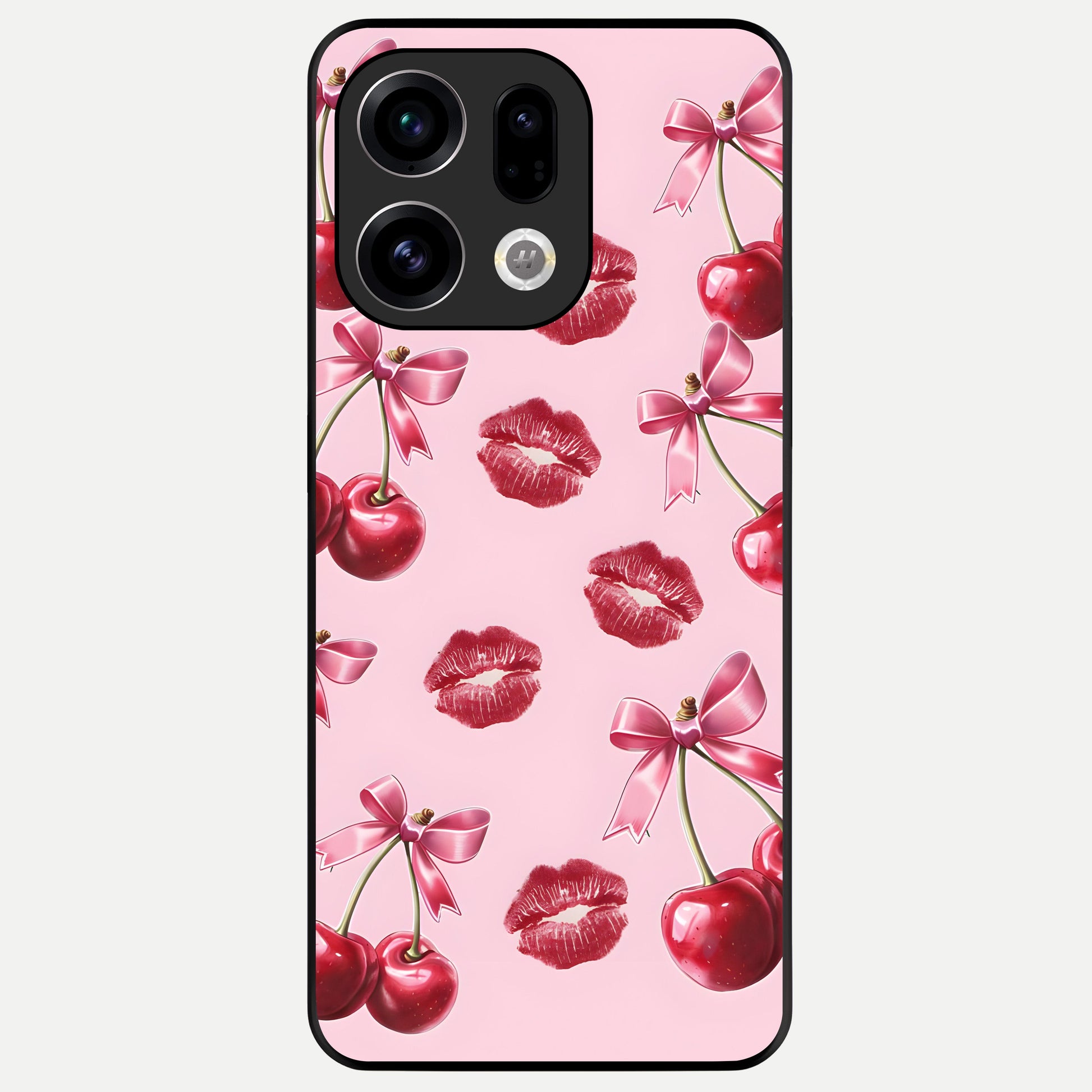  Cherry With Lips Glass Case For Oppo Find X9 back cover – full design glossy printed glass finish