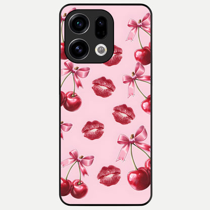  Cherry With Lips Glass Case For Oppo Find X9 back cover – full design glossy printed glass finish
