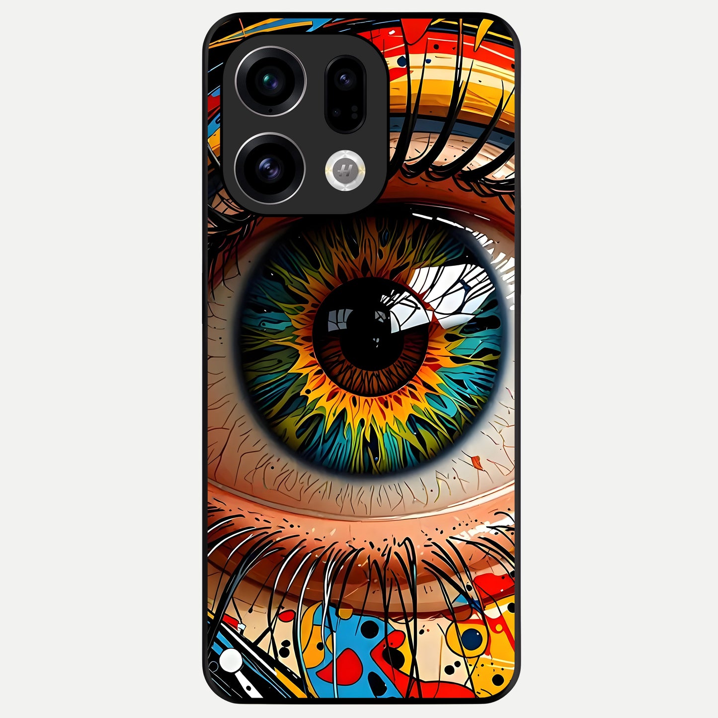  Colorful Eye Glass Case For Oppo Find X9 back cover – full design glossy printed glass finish