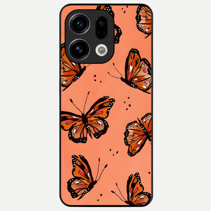  Coral Wing Butterfly Glass Case For Oppo Find X9 back cover – full design glossy printed glass finish