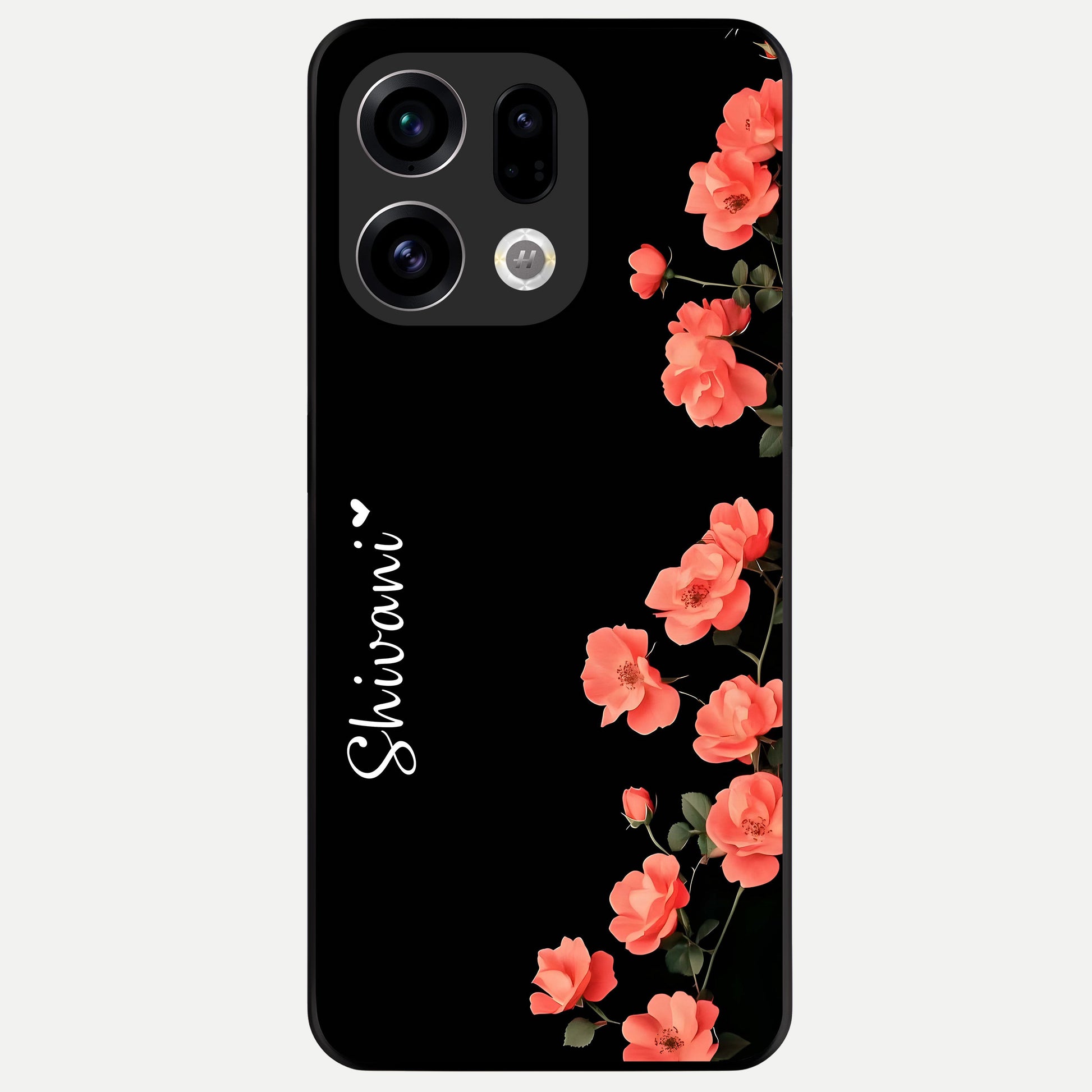  Crimson Bloom Grace Custom Name Glass Case For Oppo Find X9 back cover – full design glossy printed glass finish