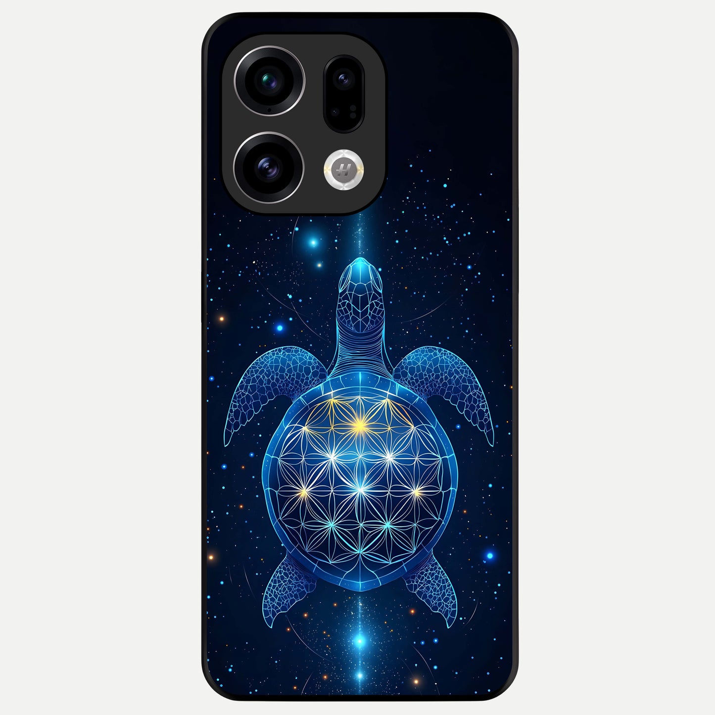  Crimson Blue Turtle Glass Case For Oppo Find X9 back cover – full design glossy printed glass finish