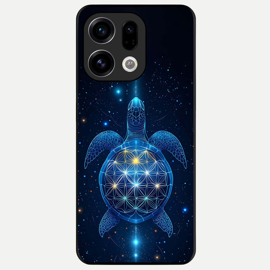  Crimson Blue Turtle Glass Case For Oppo Find X9 back cover – full design glossy printed glass finish