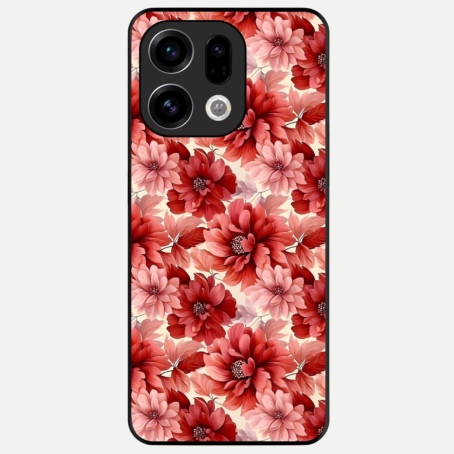  Crimson Love Petals Glass Case For Oppo Find X9 back cover – full design glossy printed glass finish