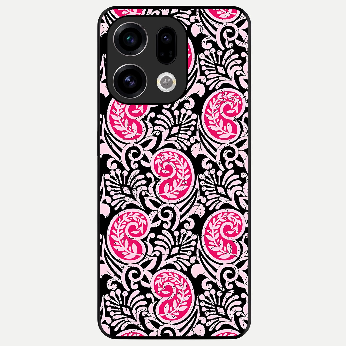  Crimson Paisley Charm Glass Case For Oppo Find X9 back cover – full design glossy printed glass finish