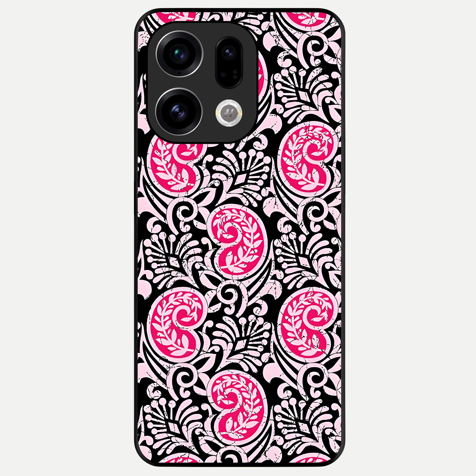  Crimson Paisley Charm Glass Case For Oppo Find X9 back cover – full design glossy printed glass finish