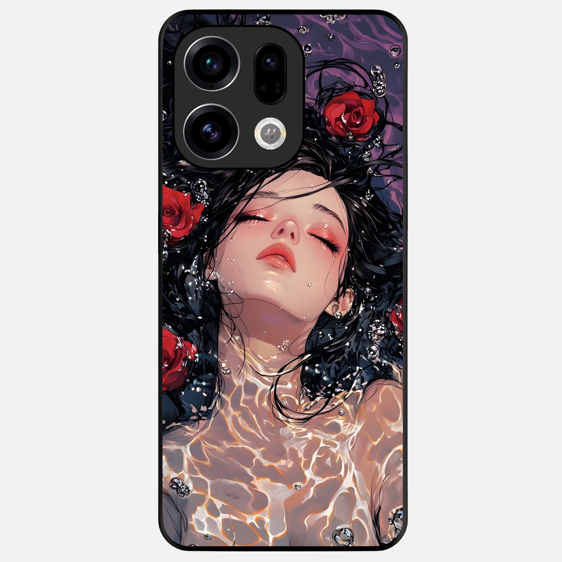  Crimson Rose Serenity Glass Case For Oppo Find X9 back cover – full design glossy printed glass finish