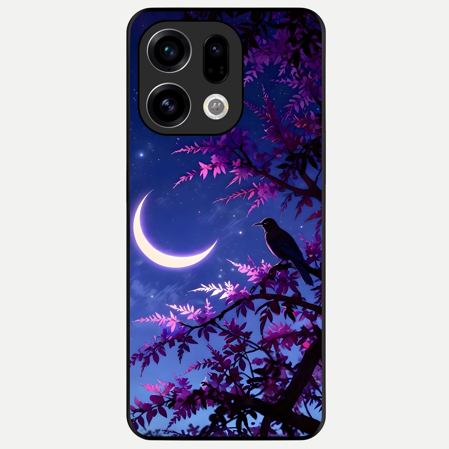  Crow And Moon Scenery Glass Case For Oppo Find X9 back cover – full design glossy printed glass finish