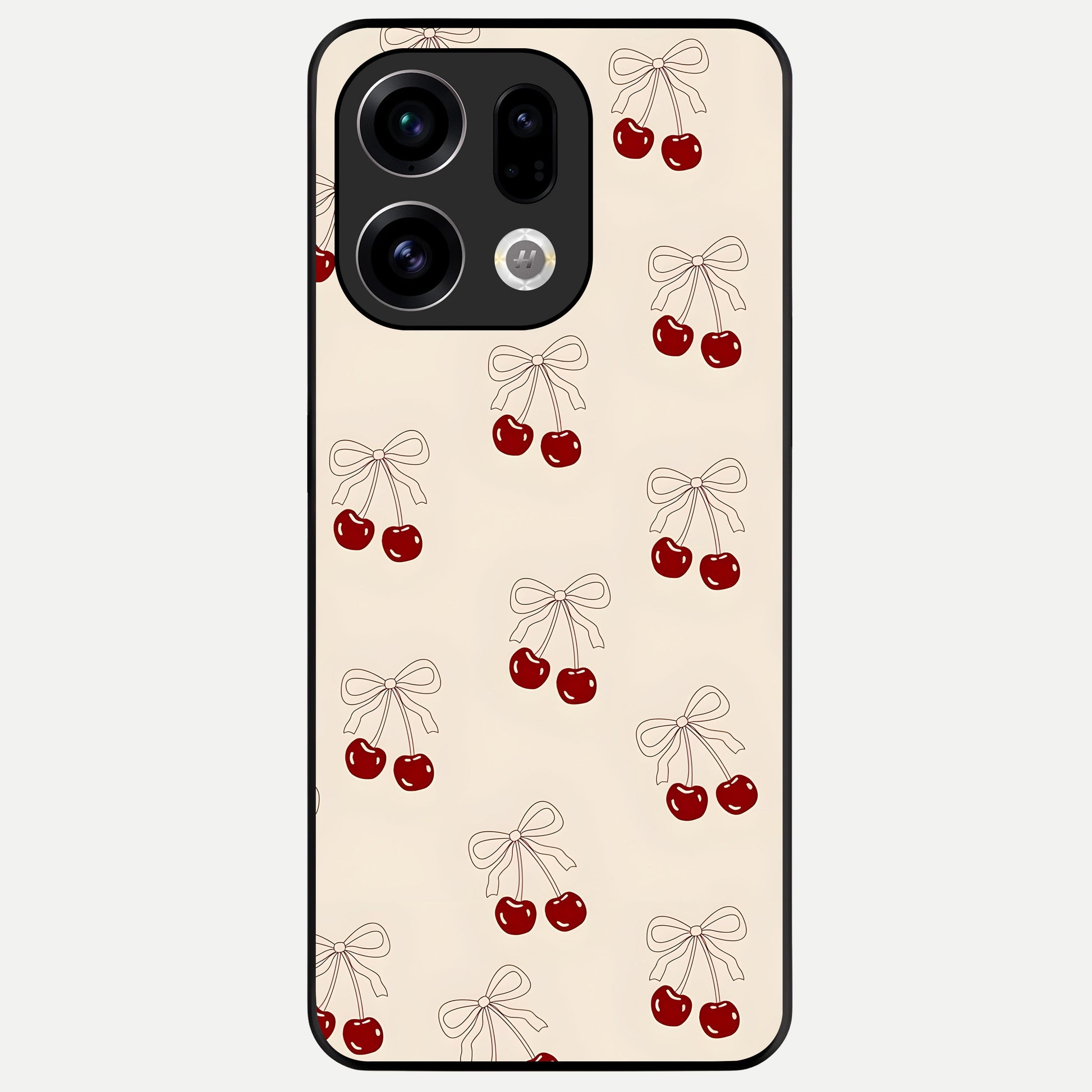  Cute Cherry Pattern Glass Case For Oppo Find X9 back cover – full design glossy printed glass finish