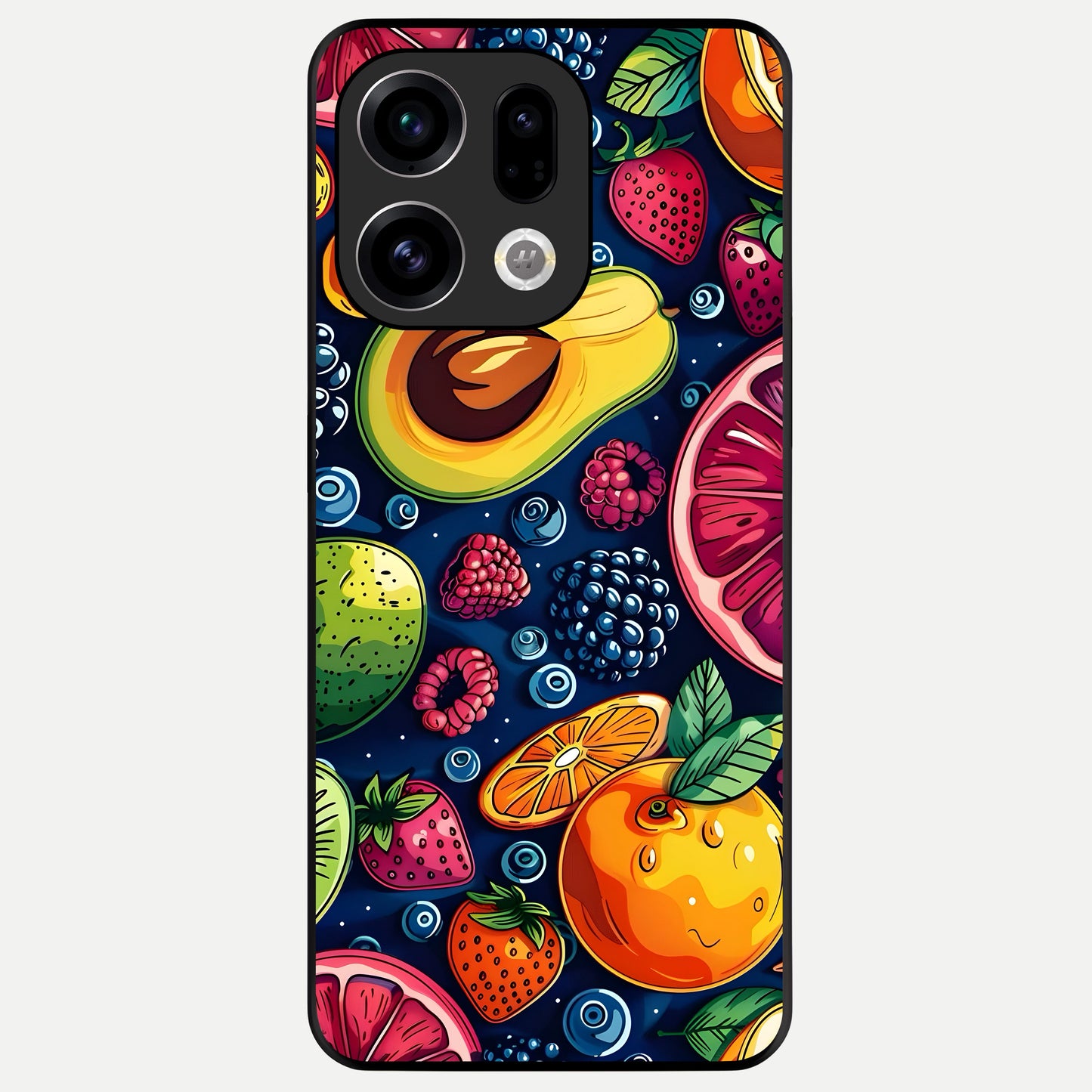  Cute Fruits Art Glass Case For Oppo Find X9 back cover – full design glossy printed glass finish
