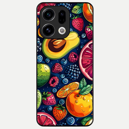  Cute Fruits Art Glass Case For Oppo Find X9 back cover – full design glossy printed glass finish