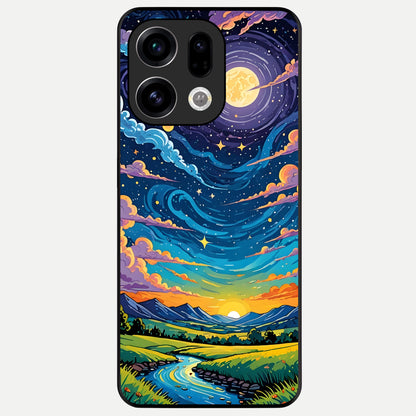  Dreamy Night Landscape Glass Case For Oppo Find X9 back cover – full design glossy printed glass finish