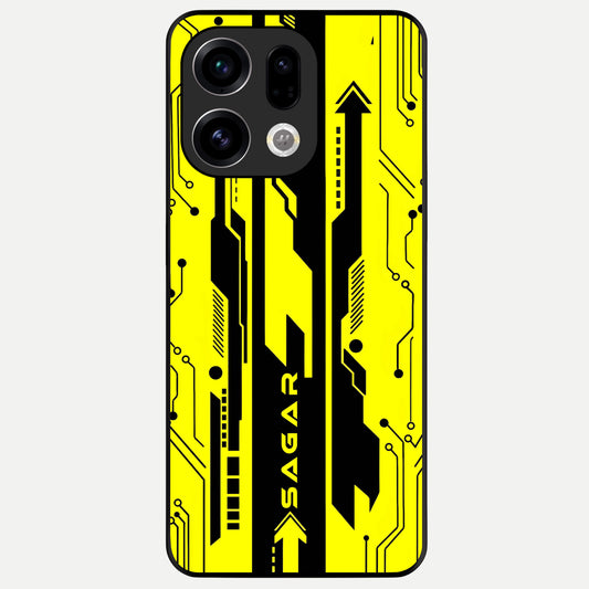  Electric Pulse CYBERPUNK Custom Name Glass Case For Oppo Find X9 back cover – full design glossy printed glass finish