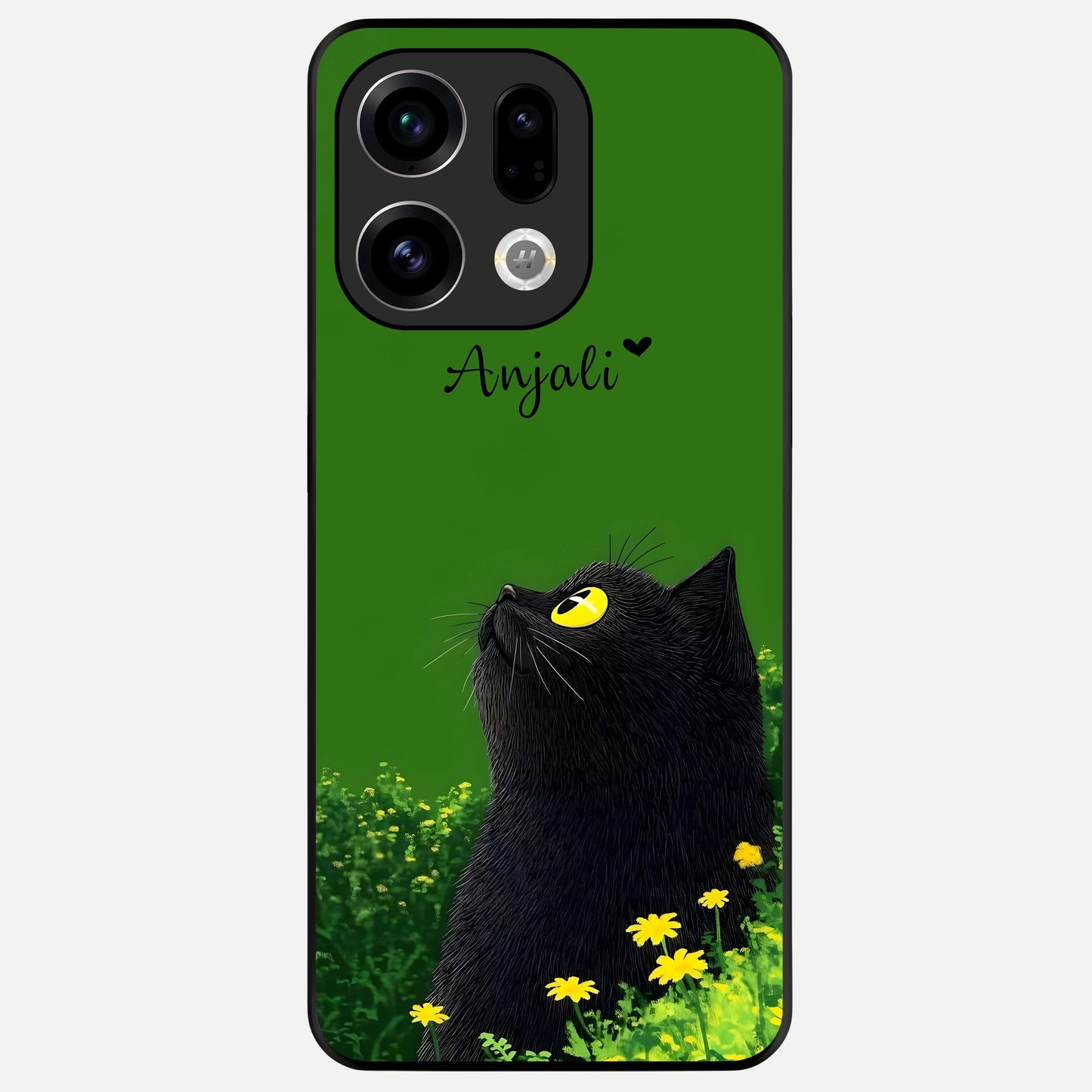  Emerald Cat Custom Name Glass Case For Oppo Find X9 back cover – full design glossy printed glass finish