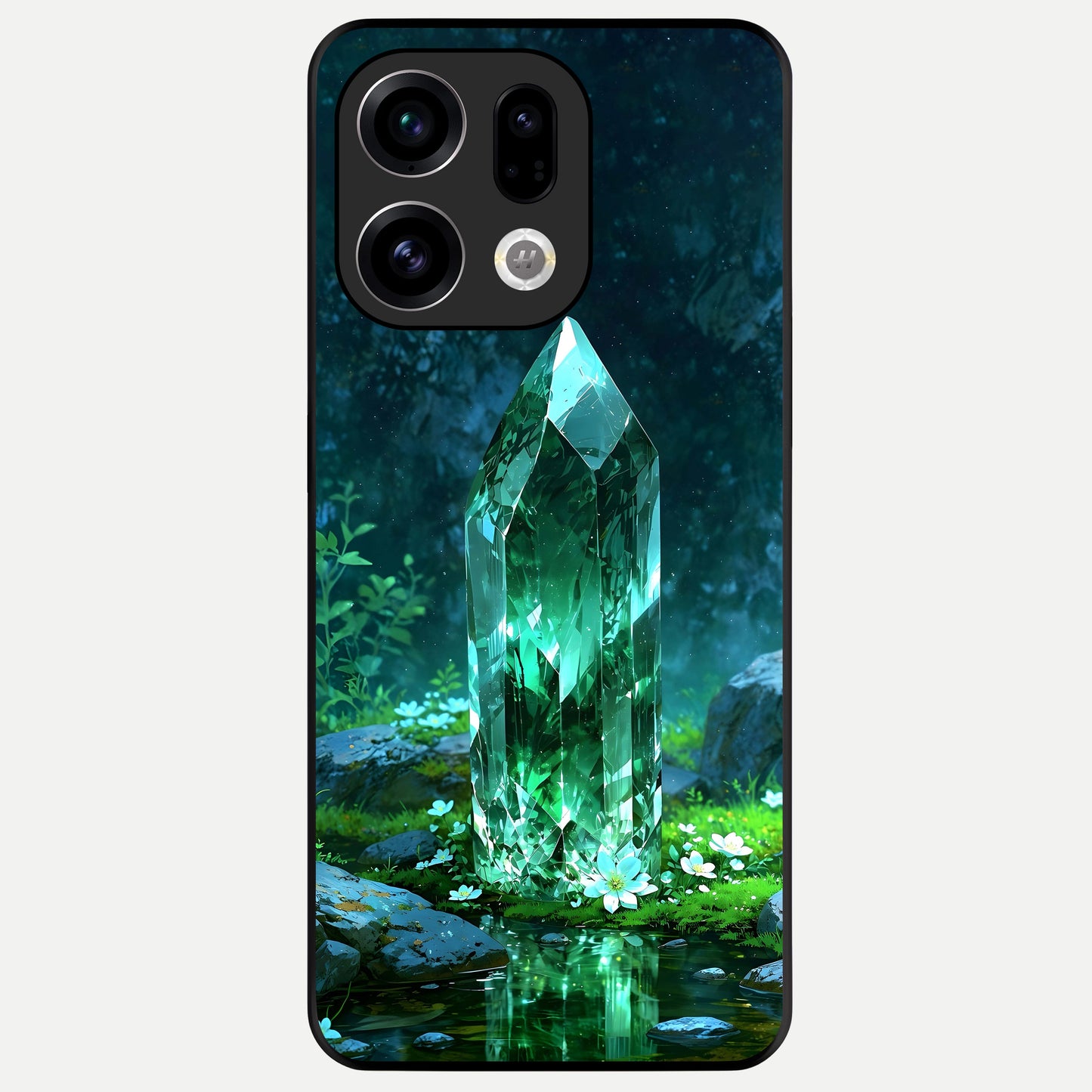  Emerald Light Crystal Glass Case For Oppo Find X9 back cover – full design glossy printed glass finish