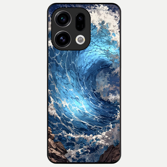  Giant Ocean Wave Glass Case For Oppo Find X9 back cover – full design glossy printed glass finish