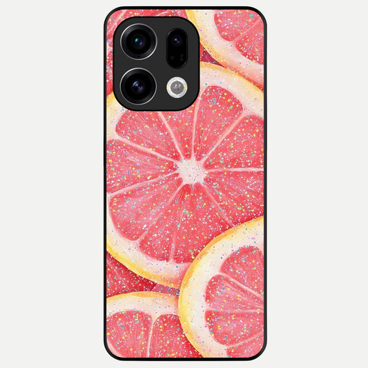  Glitter Grapefruit Glass Case For Oppo Find X9 back cover – full design glossy printed glass finish
