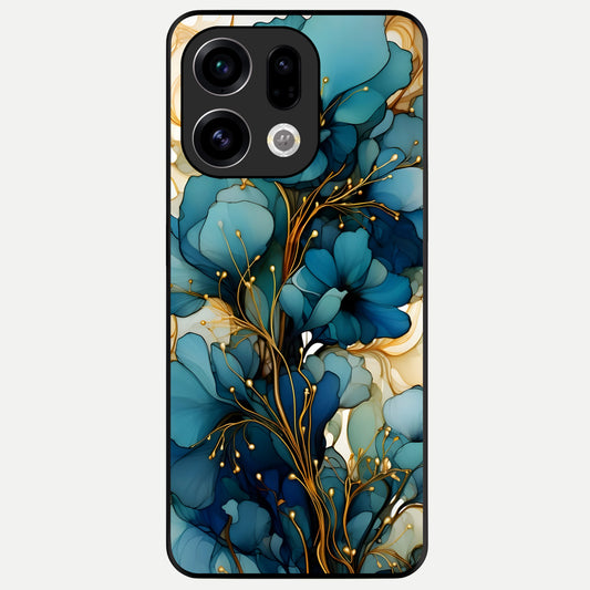  Golden Bloom Symphony Glass Case For Oppo Find X9 back cover – full design glossy printed glass finish