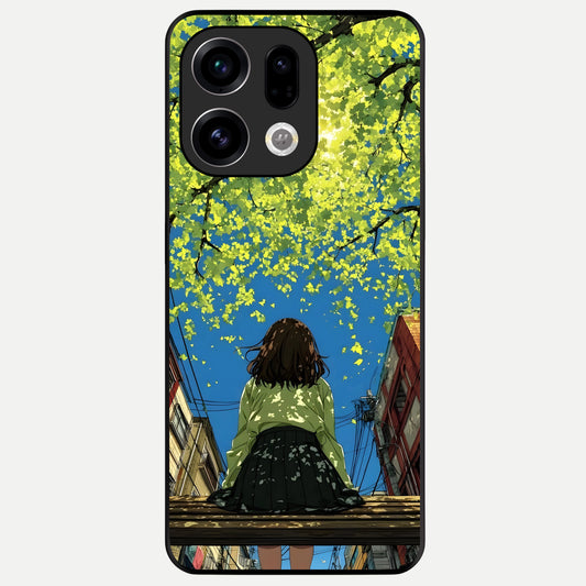  Golden Leaves Glow Glass Case For Oppo Find X9 back cover – full design glossy printed glass finish