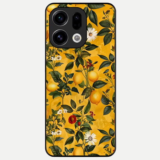 Golden Lemon Field Glass Case For Oppo Find X9 back cover – full design glossy printed glass finish
