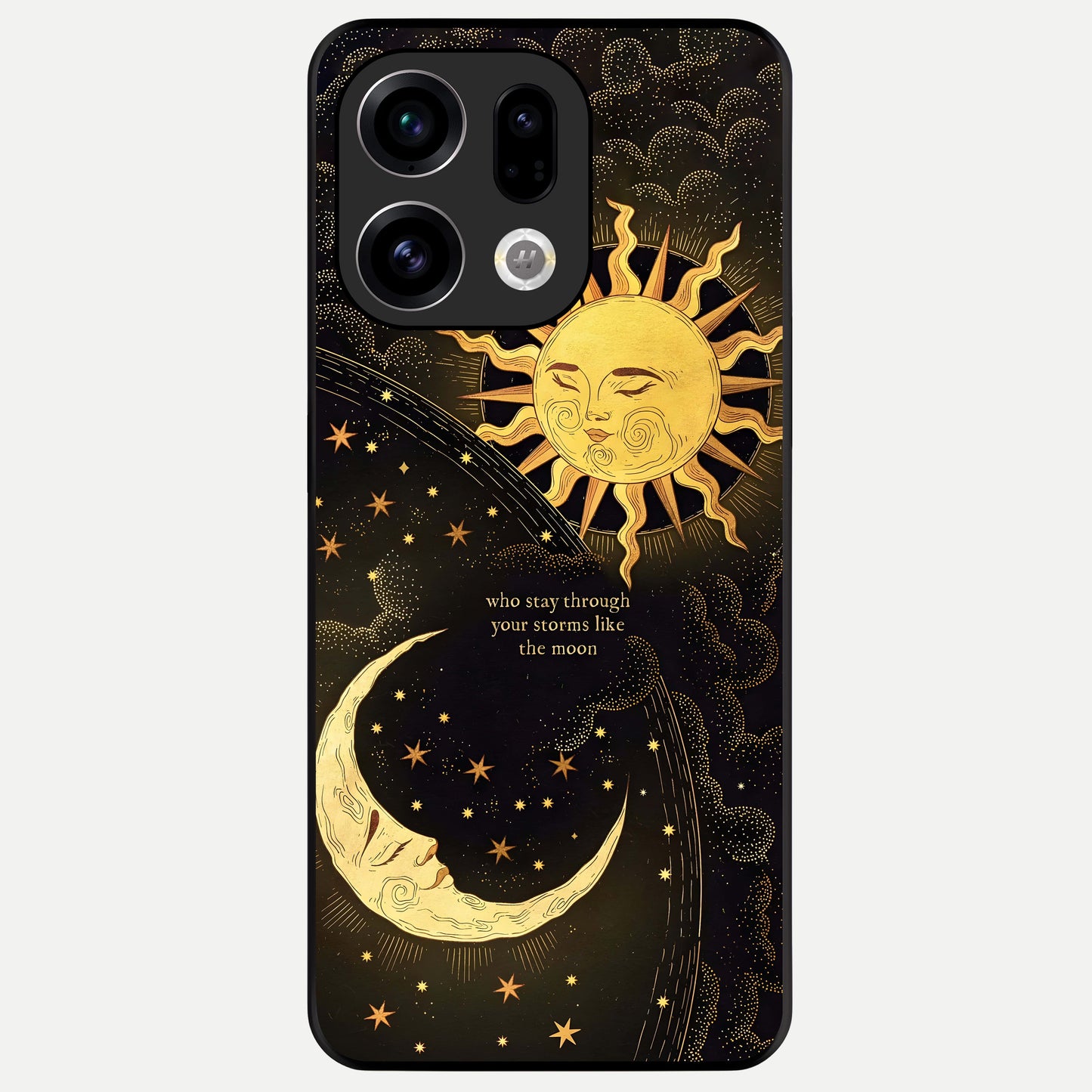  Golden Lunar Love Glass Case For Oppo Find X9 back cover – full design glossy printed glass finish