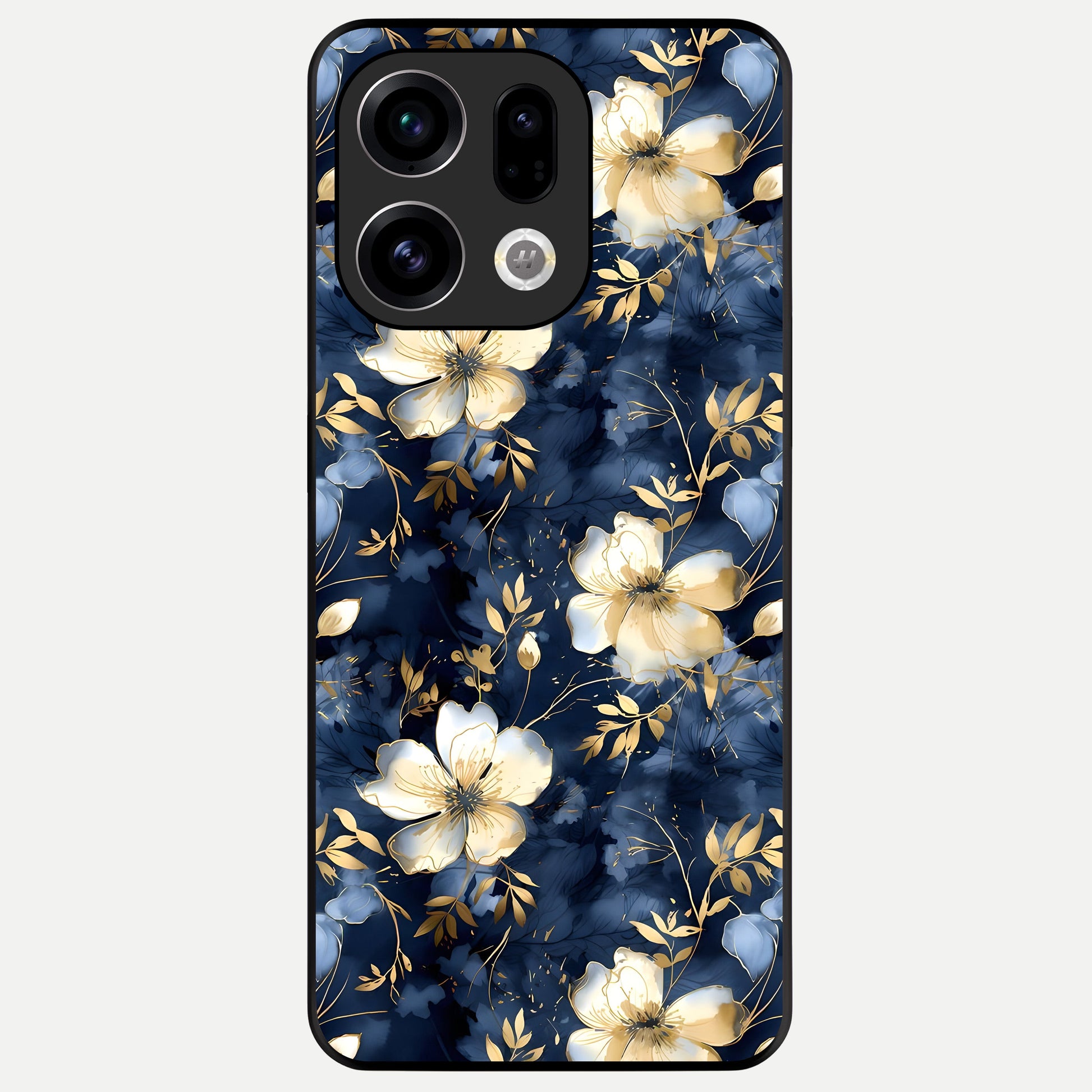  Golden Midnight Bloom Glass Case For Oppo Find X9 back cover – full design glossy printed glass finish