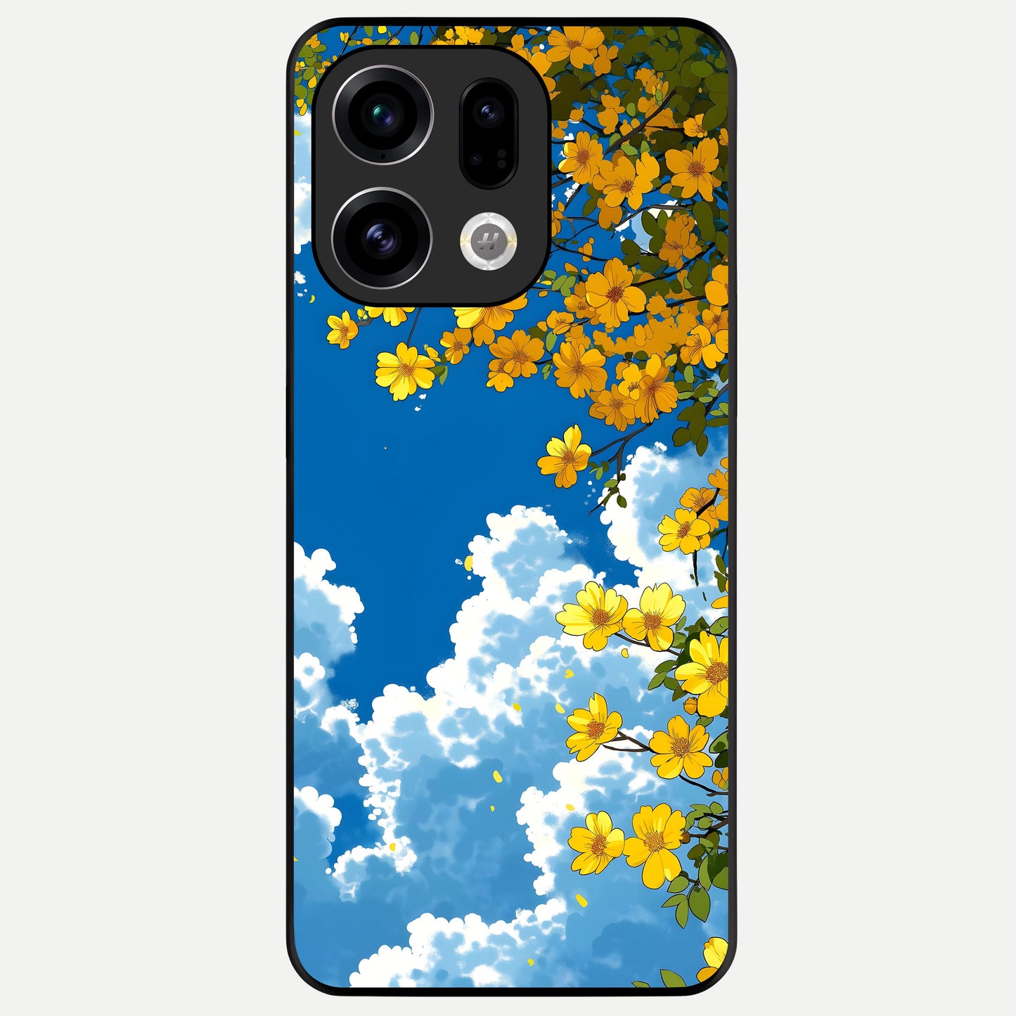  Golden Petal Sky Glass Case For Oppo Find X9 back cover – full design glossy printed glass finish