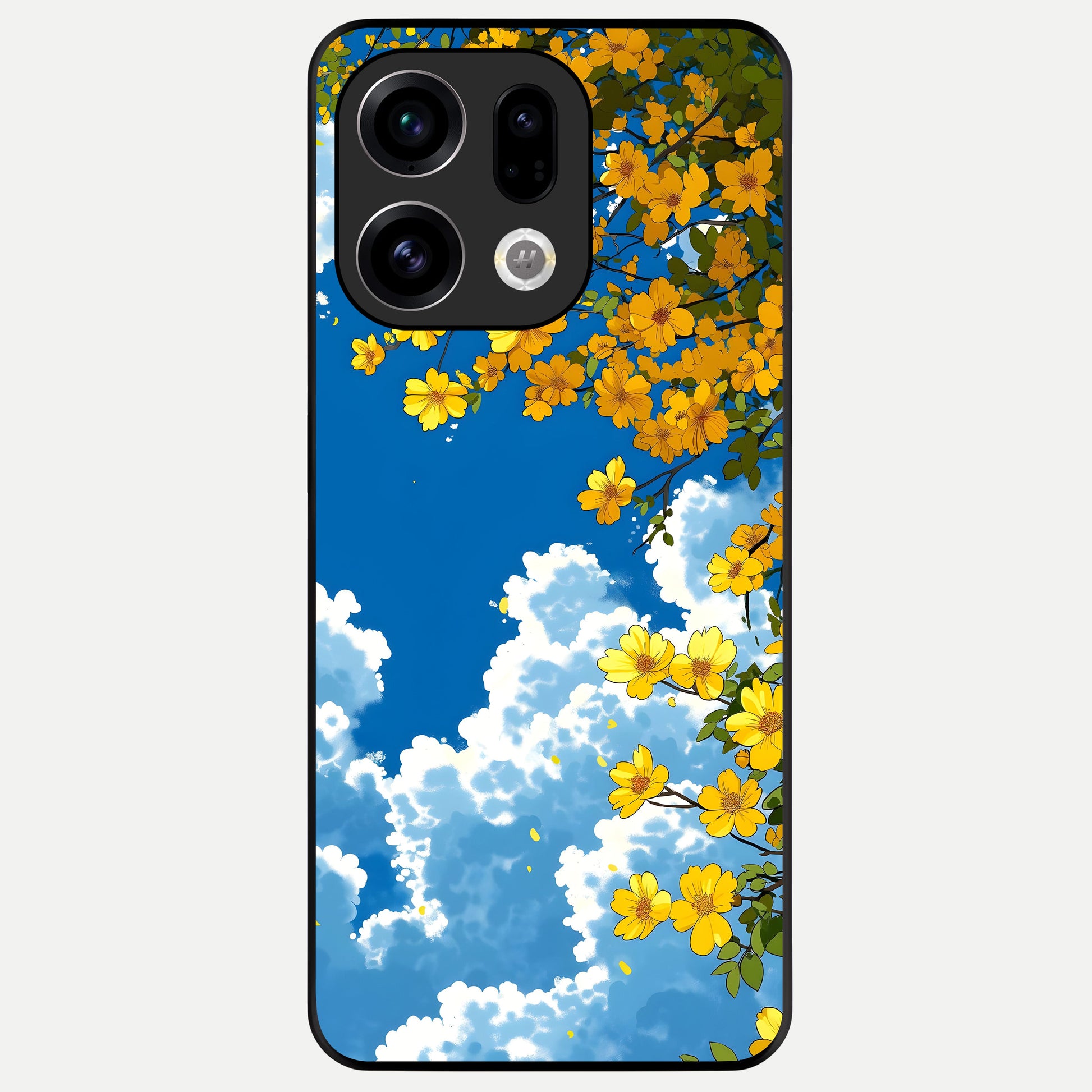  Golden Petal Sky Glass Case For Oppo Find X9 back cover – full design glossy printed glass finish
