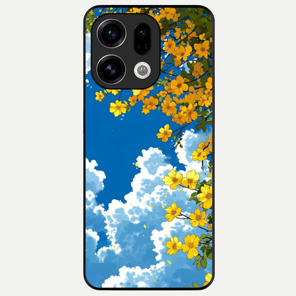  Golden Petal Sky Glass Case For Oppo Find X9 back cover – full design glossy printed glass finish