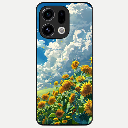  Golden Sun Glory Glass Case For Oppo Find X9 back cover – full design glossy printed glass finish