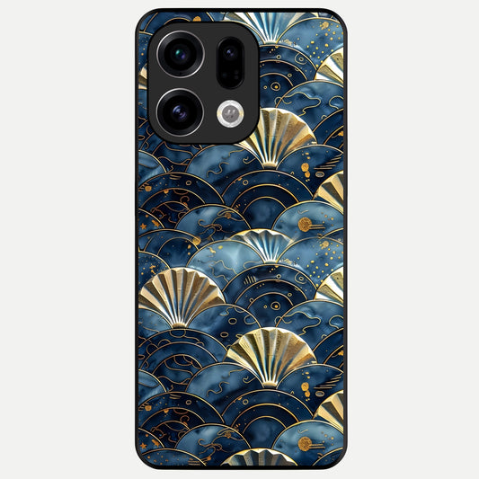  Golden Wave Luxe Glass Case For Oppo Find X9 back cover – full design glossy printed glass finish