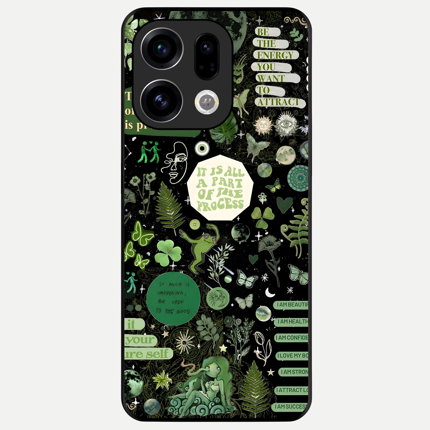  Green Mandala Pattern Glass Case For Oppo Find X9 back cover – full design glossy printed glass finish