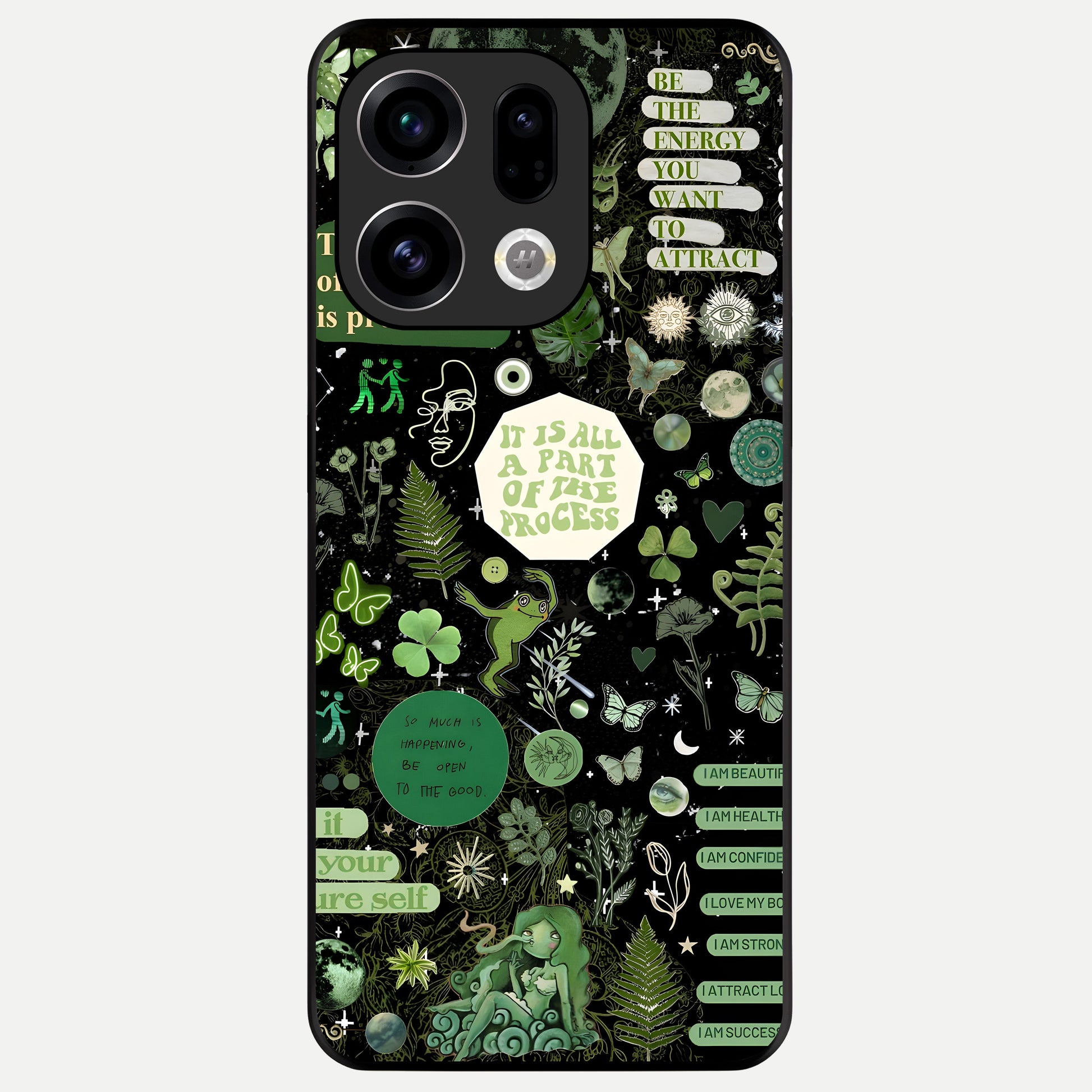  Green Mandala Pattern Glass Case For Oppo Find X9 back cover – full design glossy printed glass finish
