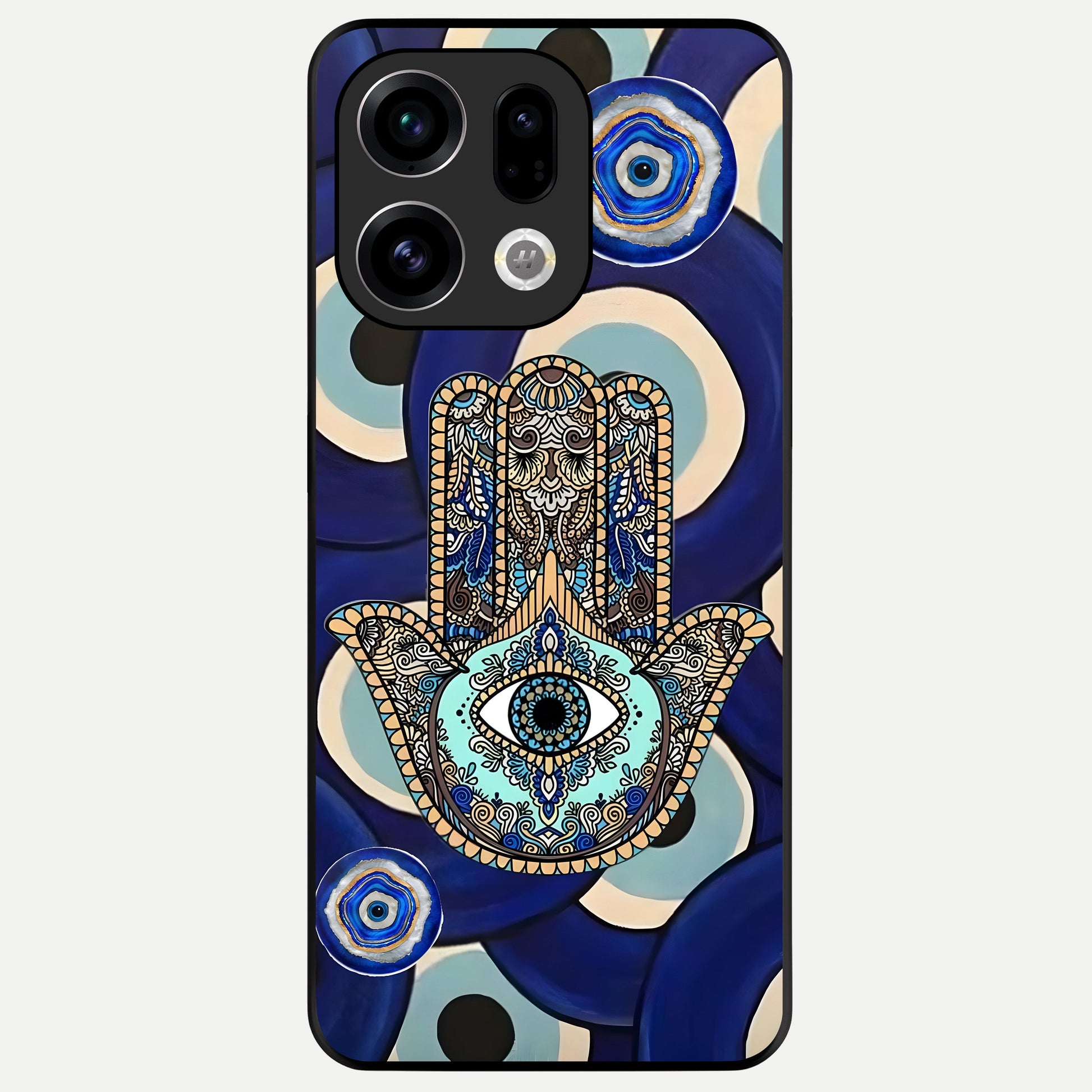  Hamsa Divine Guard Glass Case For Oppo Find X9 back cover – full design glossy printed glass finish