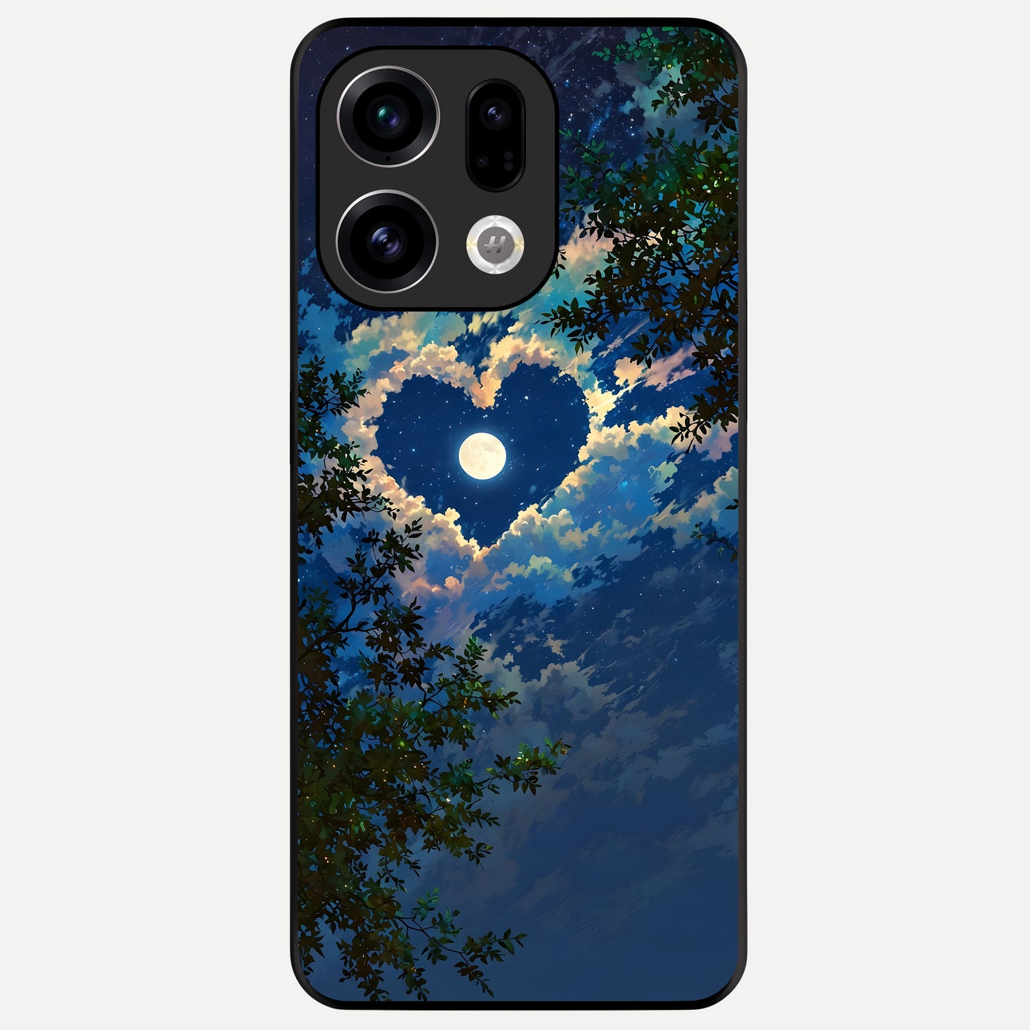  Heart With Moon Sky Glass Case For Oppo Find X9 back cover – full design glossy printed glass finish