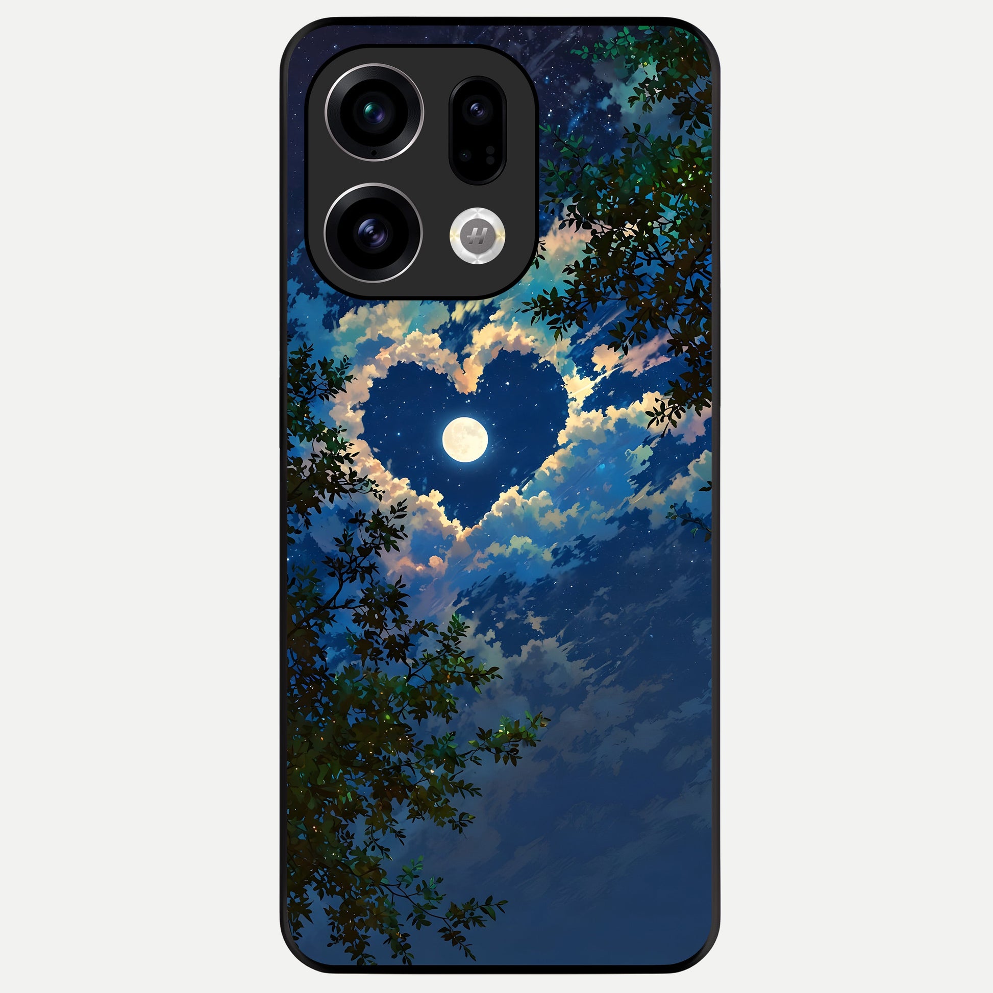  Heart With Moon Sky Glass Case For Oppo Find X9 back cover – full design glossy printed glass finish