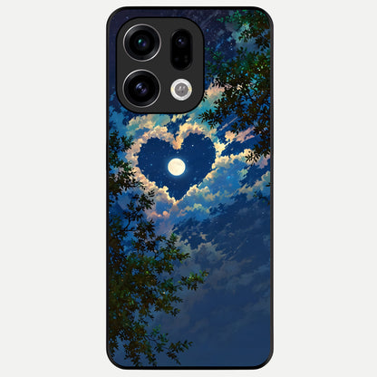  Heart With Moon Sky Glass Case For Oppo Find X9 back cover – full design glossy printed glass finish